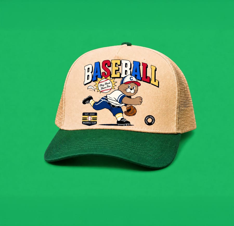 Boné com estampa de beisebol