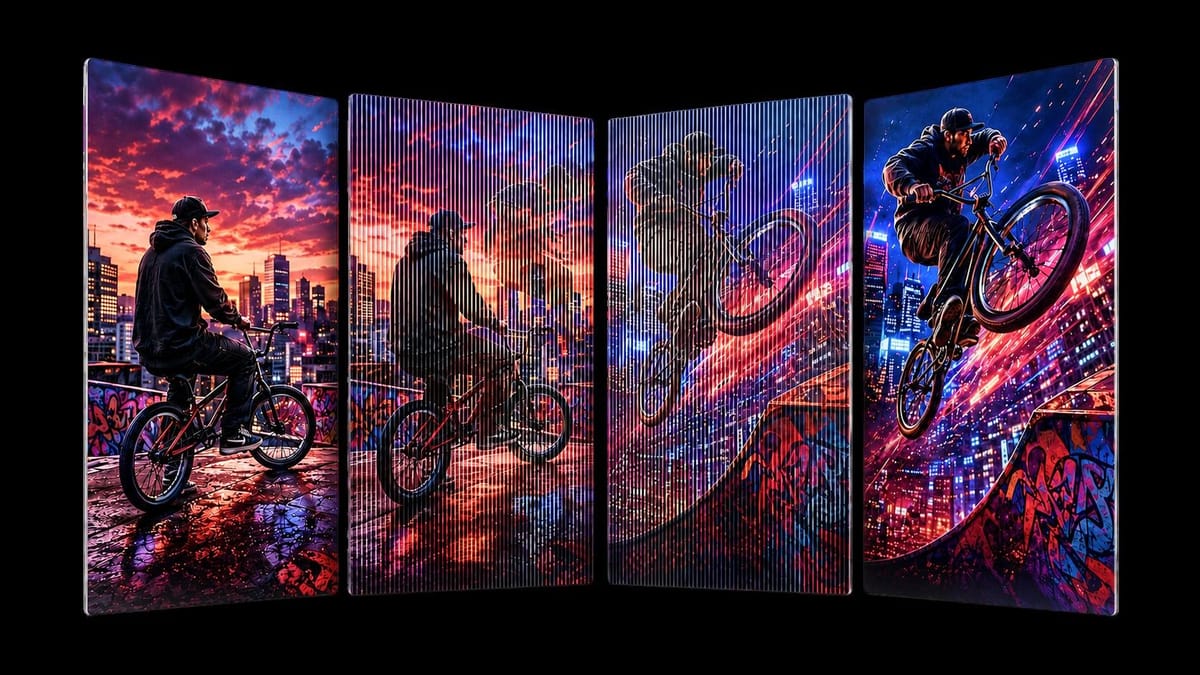 Impressão lenticular que muda de imagem conforme o ângulo